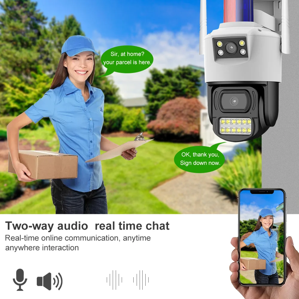 V380 4MP IP CCTV Camera Outdoor Security with 4G Dual Lens & PTZ Network CMOS Sensor for Micro SD Card Data Storage Option