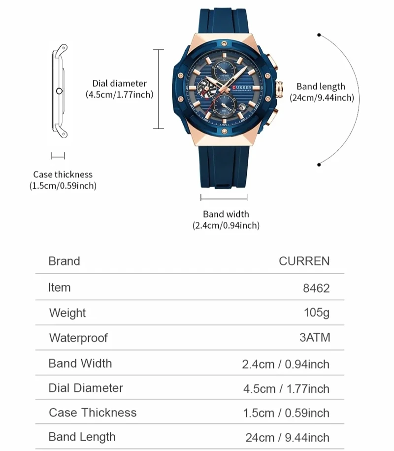 CURREN 8462 Men's Sports Quartz Watch – Waterproof, Luminous