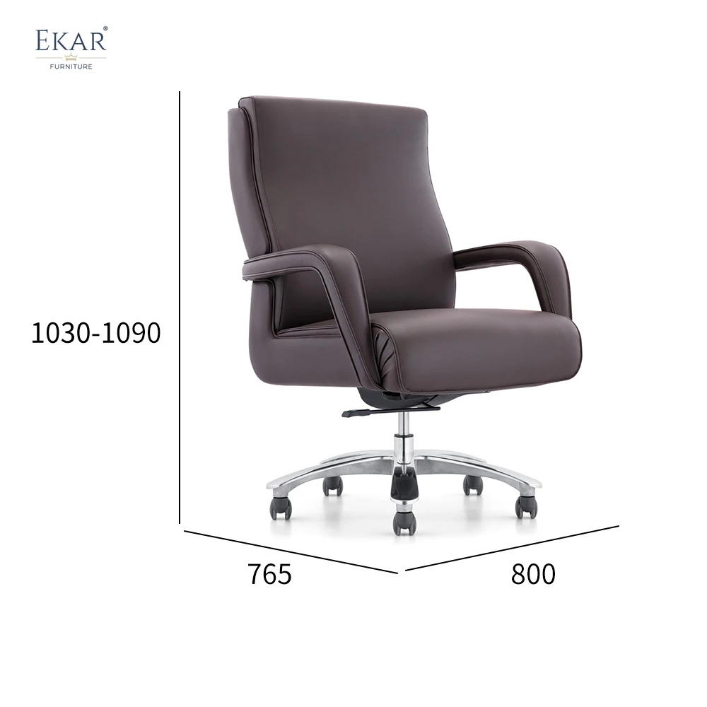 Italian Imported Top-Grain Leather Height-Adjustable Executive Office Chair factory