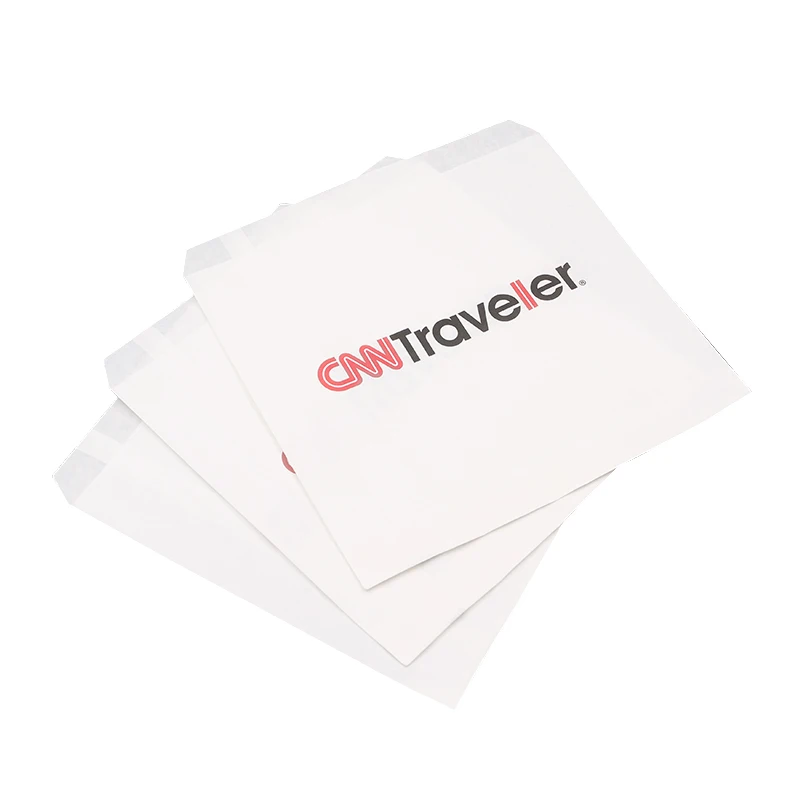 
 Пакет из белой бумаги с плоским острым дном, пакет из бумаги для гамбургеров и закусок с защитой от жира  