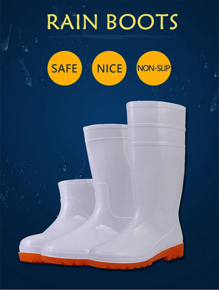 White Waterproof Pvc Water Shoes Food Industry Waterproof Oil Acid Alkali Resistant Work Pvc