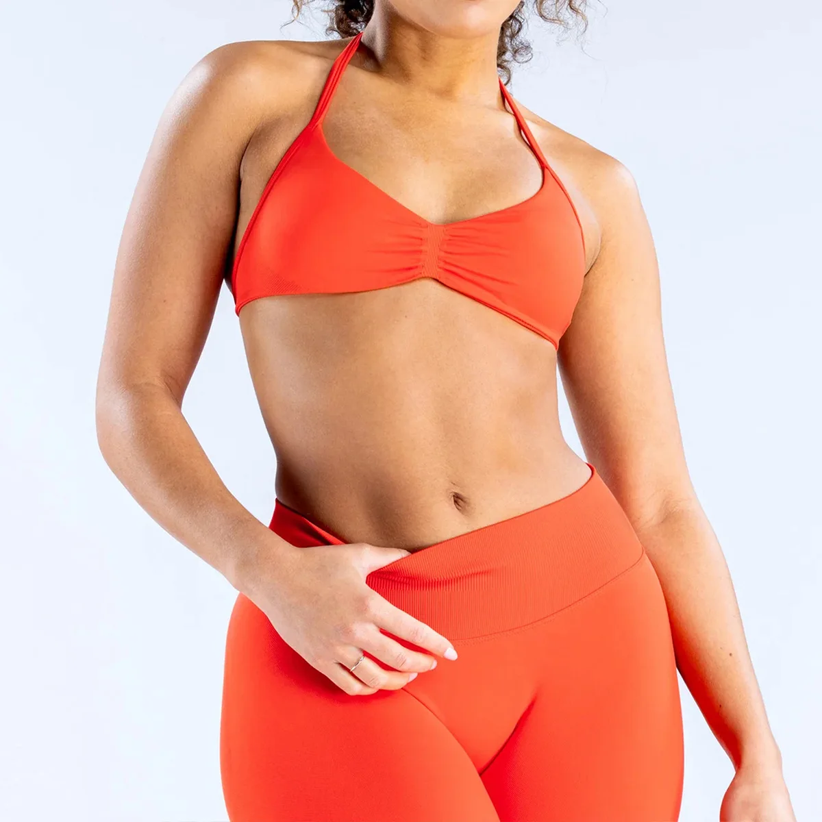 High Elastic Seamless Yoga Halter Vest Sports Bra Solid Fitness Long Pants Camisole Set preview