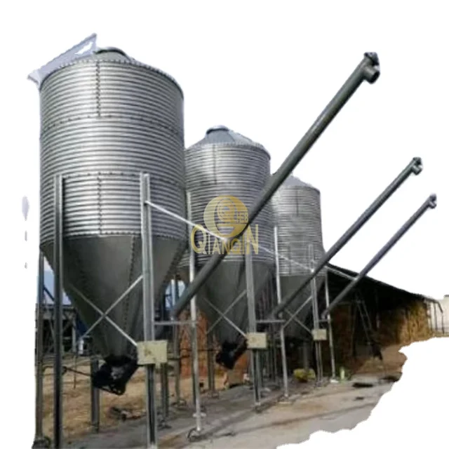 Poultry 5 Ton Chicken Animal Metal Feed Silo For Agriculture Temporary Grain Storage