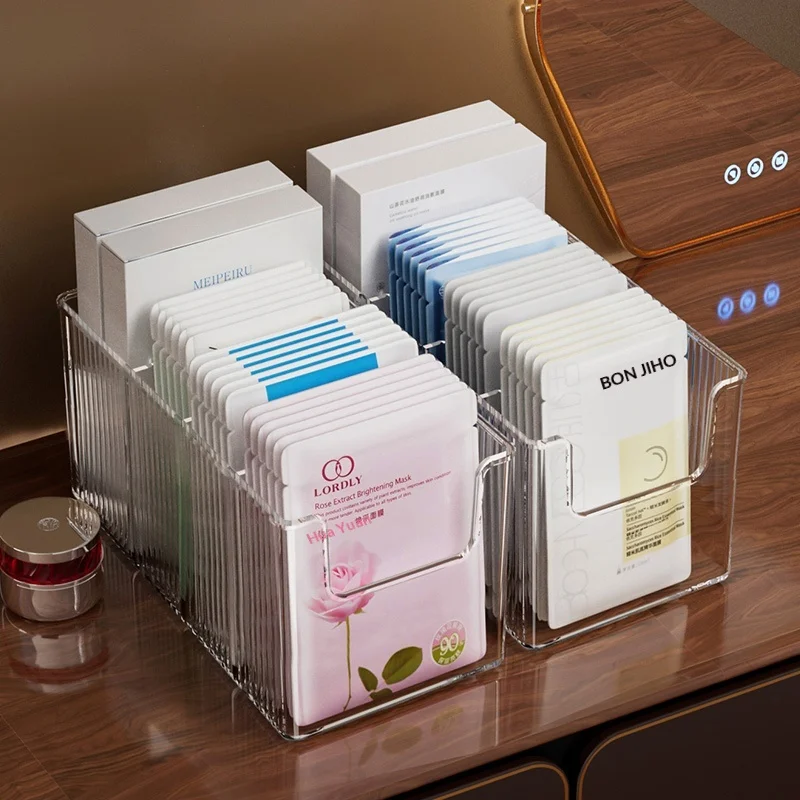 Plastic Rectangle Mask Box Makeup Box Transparent Desktop Large Capacity Dressing Table Skin Care Storage