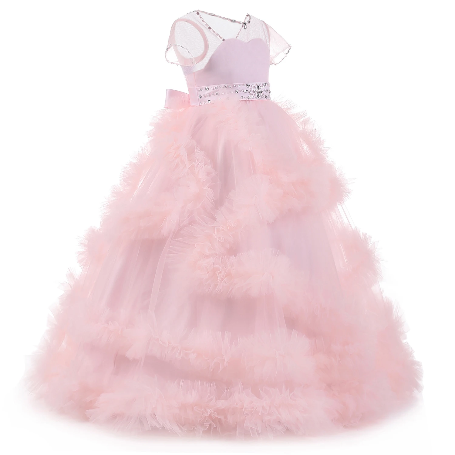 Stunning V Back Luxury Pageant Tulle Ball Gowns For Girls 2 12 Year Old