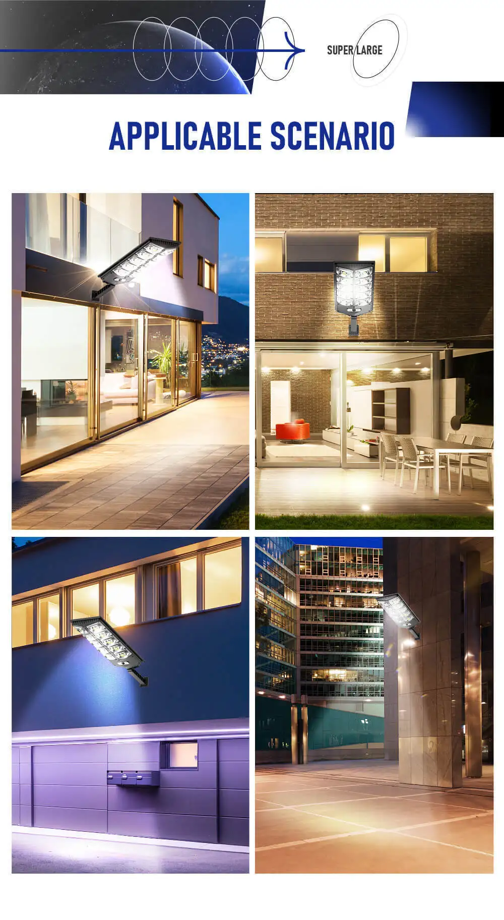 Solar Powered Strong Light Street Lamp for Outdoor Courtyard Lighting