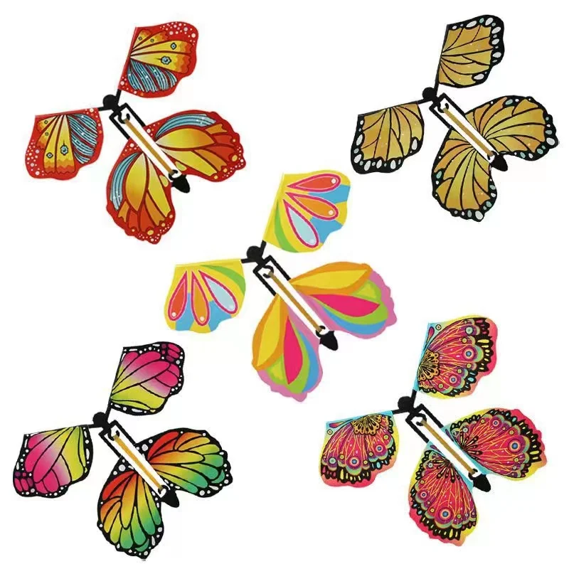 Wind up Flying Butterfly Small Magic Butterflies Magical Fairy Flying Butterfly Toy for Bookmark Greeting Card
