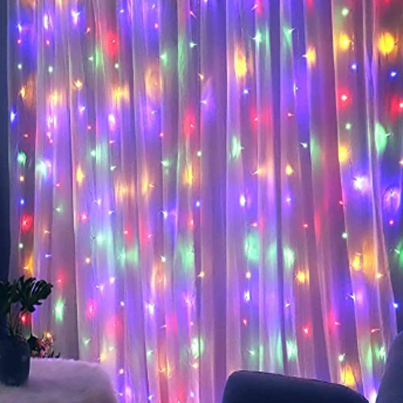 Popular Wholesale Window Curtain String Light 3m*3m 300 Led 8 Lighting