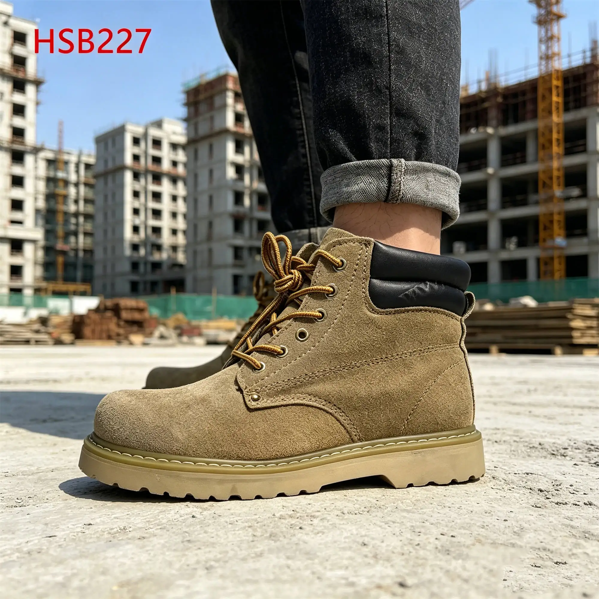 ZYF,Offshore Platform Anti-shock EVA+Goodyear Rubber Sole Safety Shoes Automotive Industry Grease Proof Yellow Work Boots HSB227