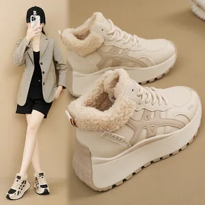 ZY2020 Women's Cotton Shoes Winter Warm Chunky Walking Style Shoes with Plush Lined