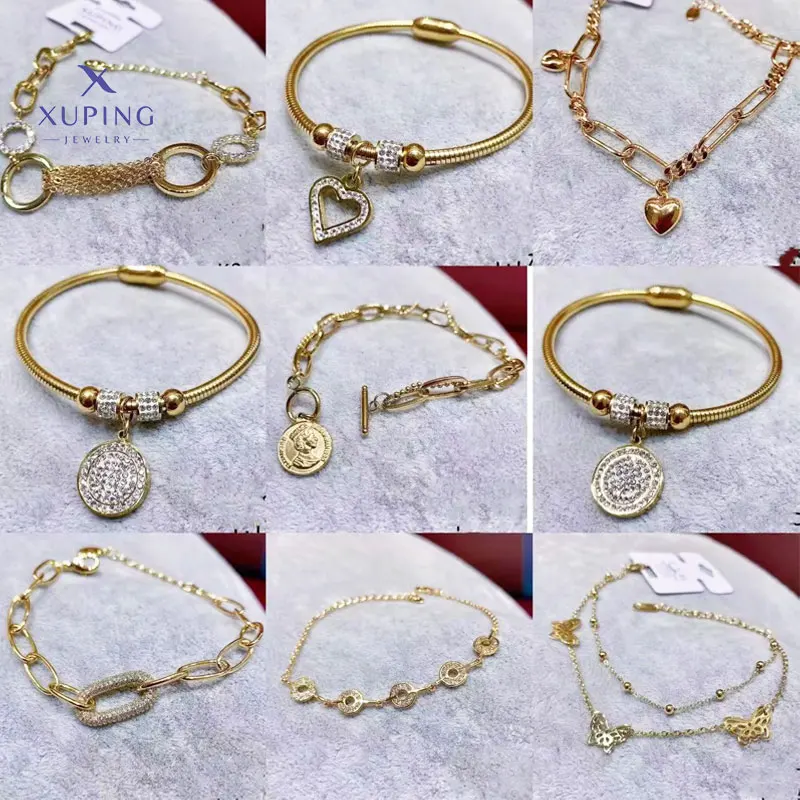 212 Xuping Jewelry Factory Heart Flower Star Bow Butterfly Bridal Wedding Fashion Dubai 24k 18k Gold Plated Women Charm Bracelet
