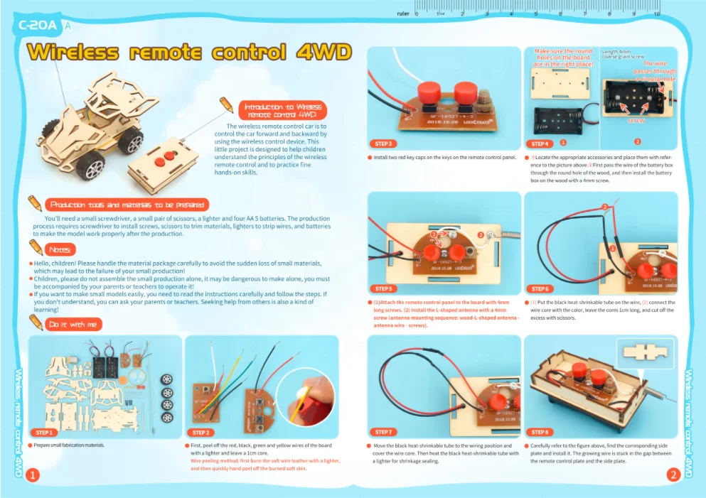 Science Wooden Learning Toy With Paint Set Engineering Kits Stem  Kids Car for Student STEM Toy Diy Wooden Car Remote Physics