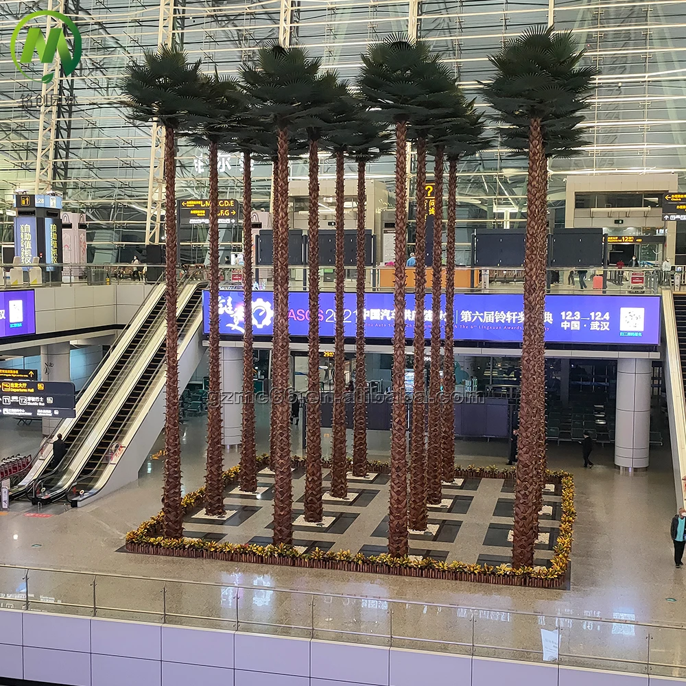 Artificial Washington Fan Palm Tree UV Proof Fiberglass Plam Tree Outdoor Artificial Palm Tree Factory Price