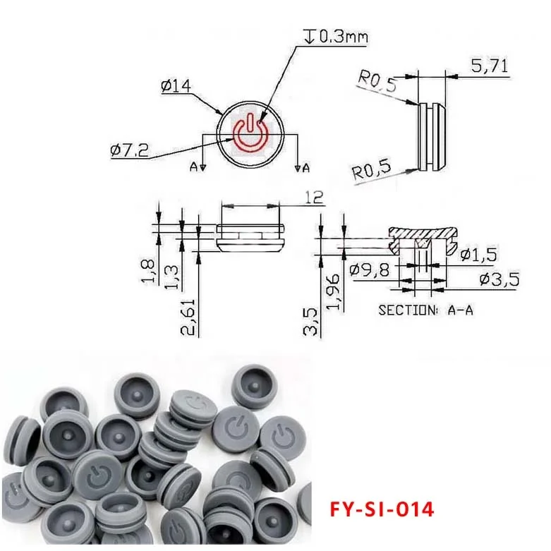 Silicone Rubber Cover /Cap for Flashlight Switch OEM On/OFF Buttons Keypads