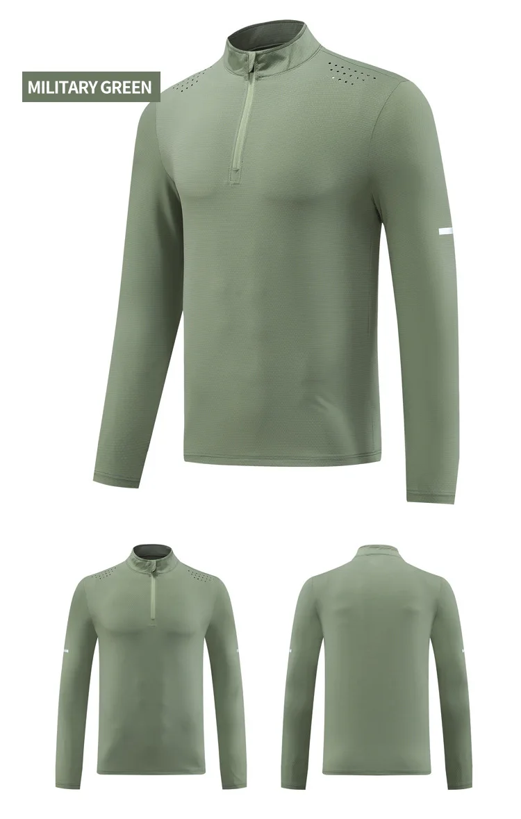 T-shirts de sport à manches longues pour hommes, tissu en maille respirant à séchage rapide, vêtements actifs d'entraînement, vente en gros, T-shirts de gymnastique 972_voghion.com