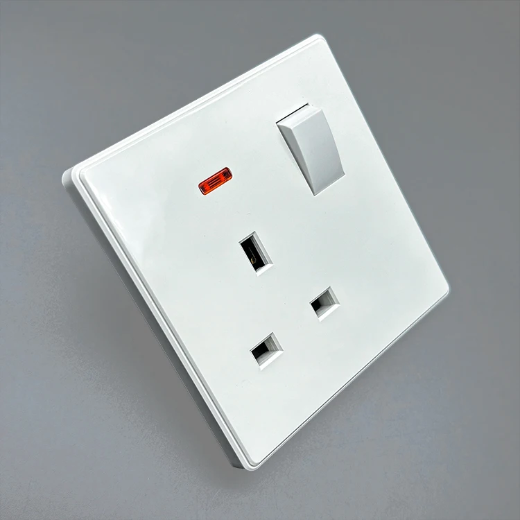 VNX White UK 13A Light Button Switch Fast Charging Power Wall Switch Socket 220V Electrical Outlet Wall Switch
