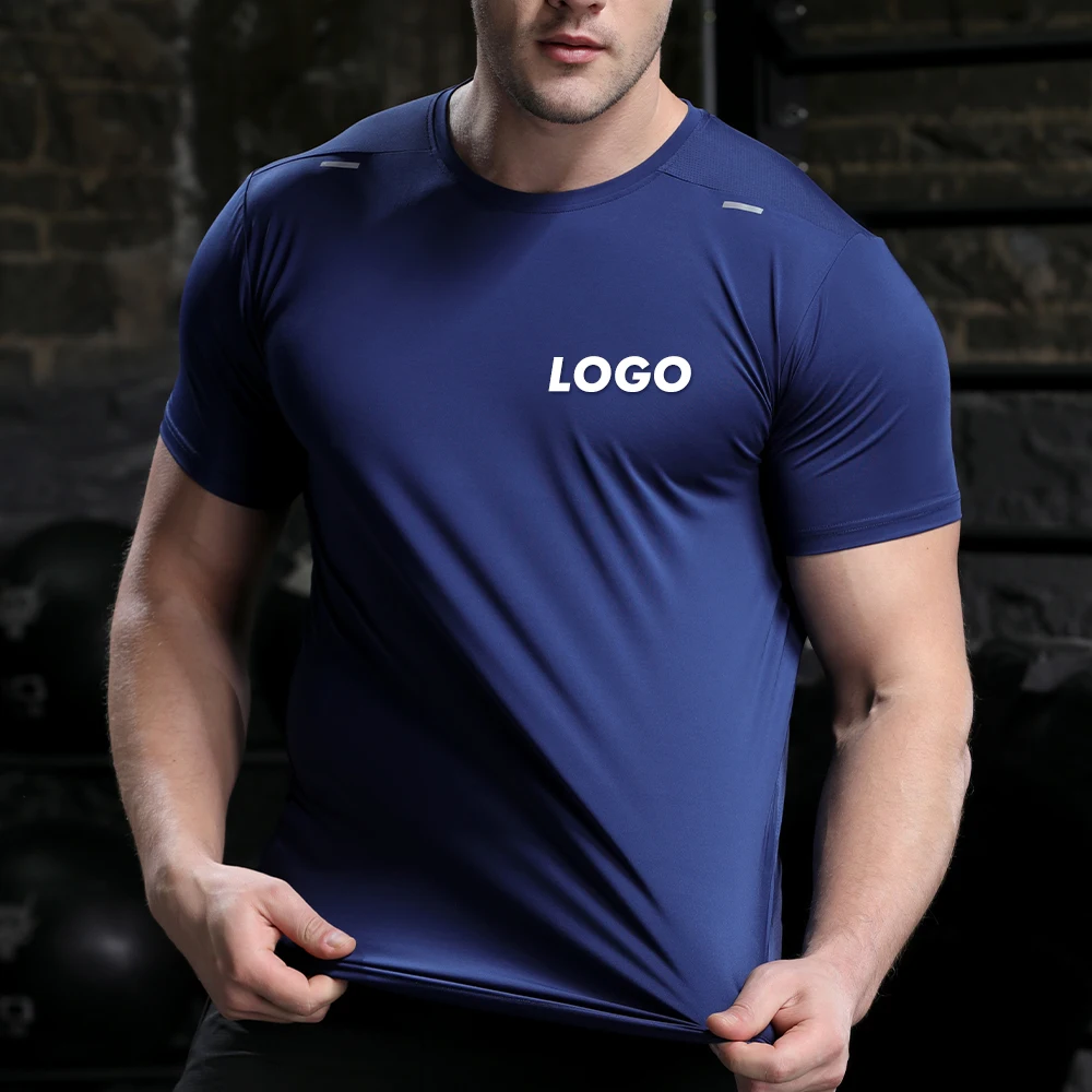 Wholesale Active Wear Athletic Sweat Sports Mens Shirt Man Quick Dry Nylon  Dryfit Tshirt With Custom Embroidery
