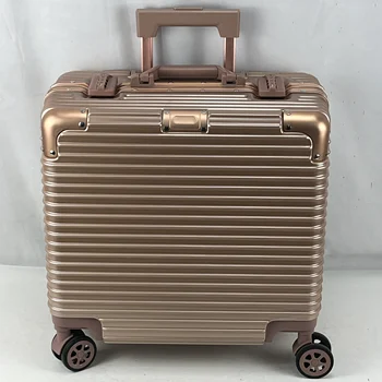 New Design Unisex 18-Inch Aluminum Frame Carry on Luggage Sets Hot Sale Custom Suitcase with Smoothly Rolling Airplane Wheels
