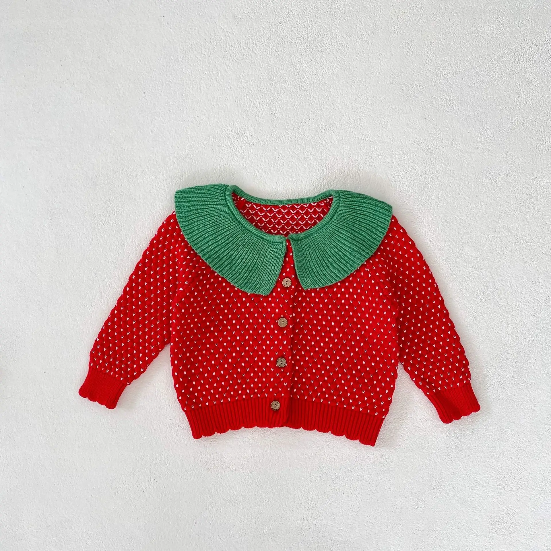 Engepapa Fall Infant Knit Cotton Strawberry Long Sleeve Sweater Newborn