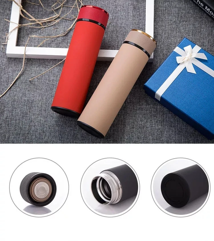 Double Wall Business Matte Black Flask Thermos Leather Insulated ...