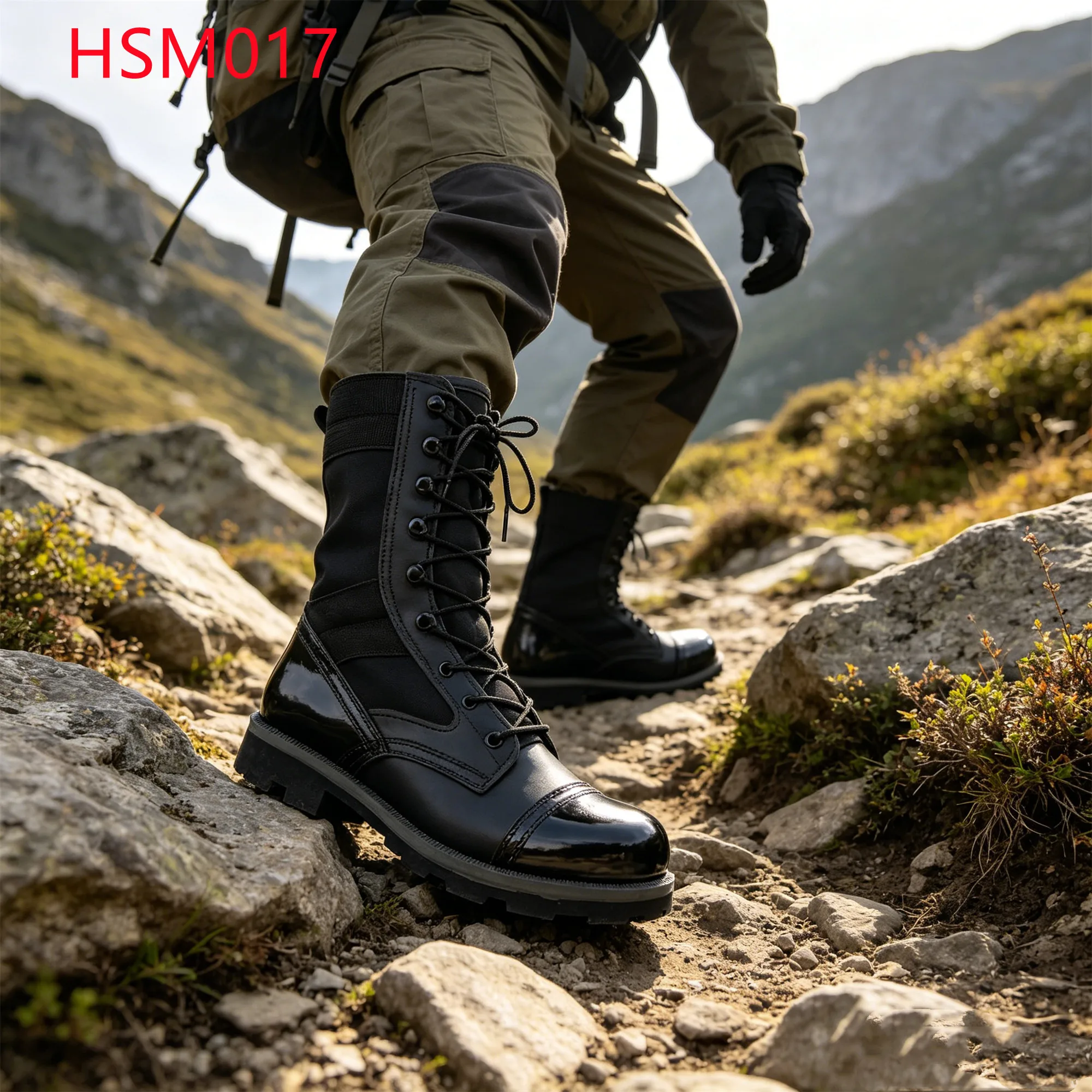 LXG,Ghana Popular Double Color Rubber Sole 10'' Combat Grade Boots Jagged Trails Long-lasting Cushioning Tactical Boots HSM017