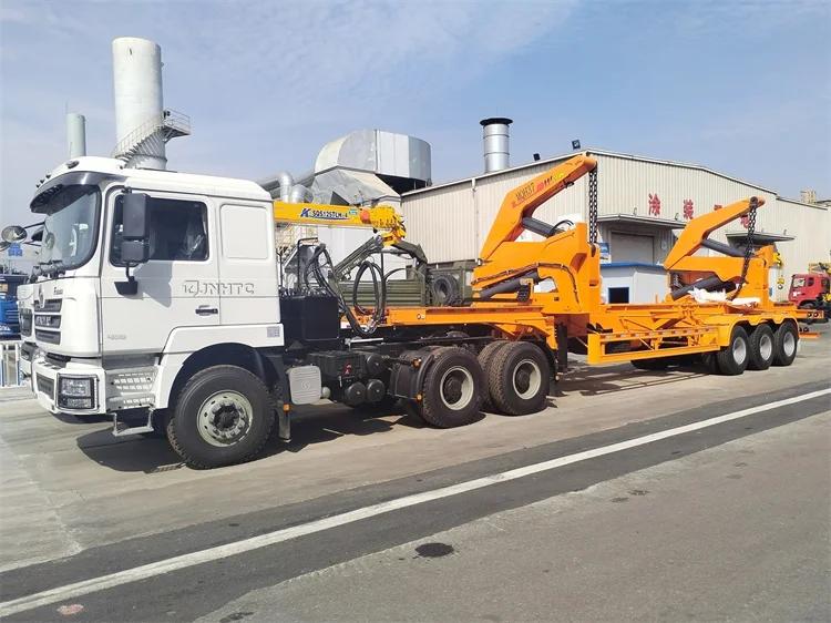 3 Axle Skeleton Type Semi Trailer With 20ft 40ft Container Side Lifter ...