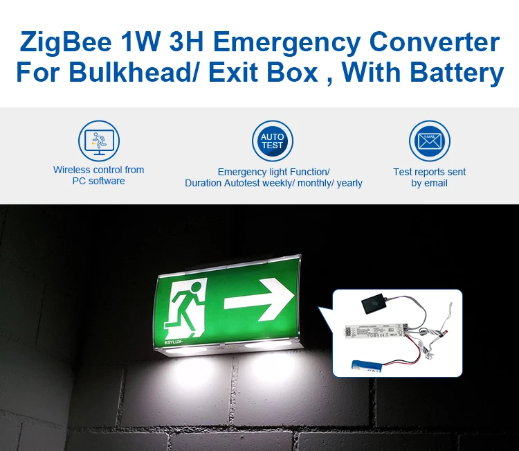 Zigbee 1w 3h Automatic Emergency Driver Battery Led Emergency Power Kit Supply Emergency Light
