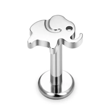 ASTM F136 Titanium Cute Earrings 16G Elephant Style Ear Studs Animal Earring Flat Back Tragus Helix Ear Lobe Piercing Jewelry