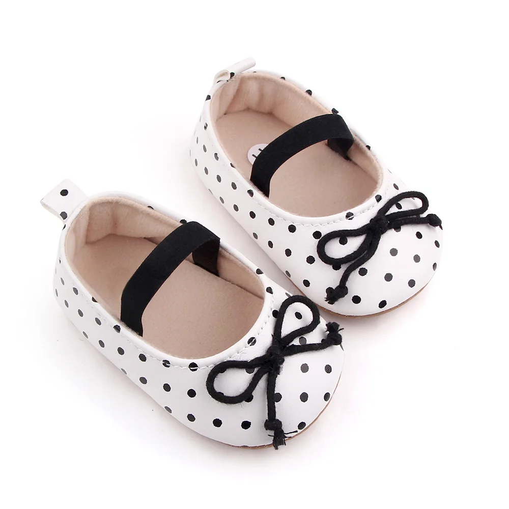 Wholesale polka dot baby princess shoes girls cute bow-knot toddler shoes manufacture