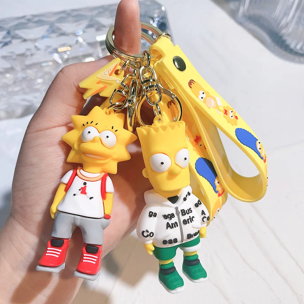ZY2465C 2024 New Style Classic Anime Cartoon Simpson 3D Keychains Teen Gift Backpack Ornament Doll Pendant Keychain