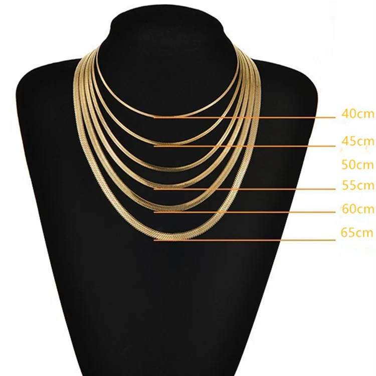 Gold Herringbone Necklace Set - 3-Piece 18k Gold Plated Lariat & Paperclip Chains, Layering Necklaces For Women