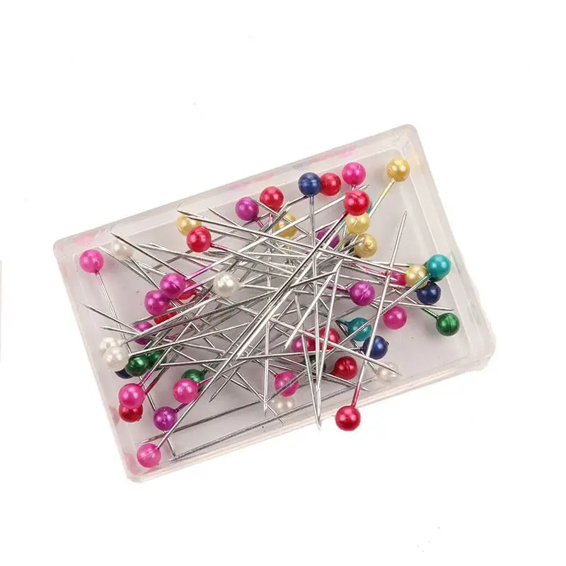 Factory Wholesale Hijab Round shape colored bulk pearl head pin straight ball head pins for decoration