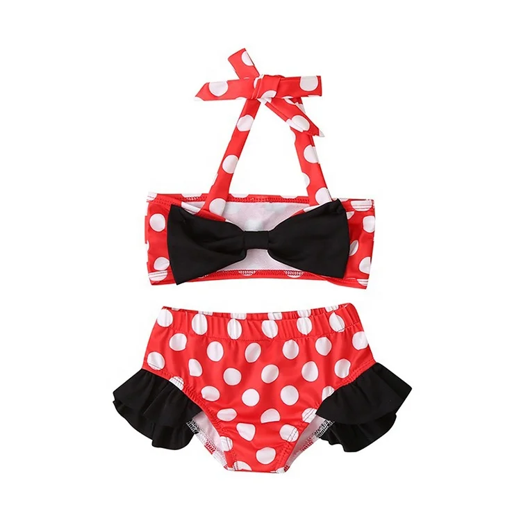 kids swimwear wholesale red halter bikini beach swimming suit