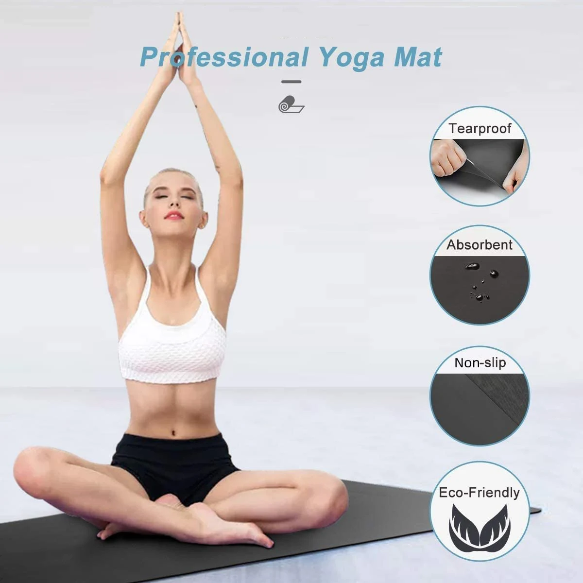 Eco Friendly PU Rubber Yoga Mat Non Slip Custom Print Fitness Workout Mat Pilates Yoga Mat