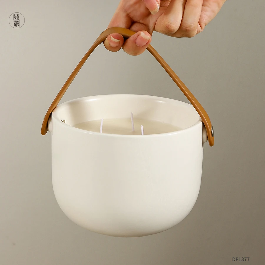 Custom Luxury Big Large Ceramic Candle Jar Unique 3 Wick Candle Jars