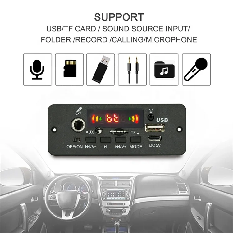 JQ D135BT 2X40W MP3 Player Bluetooth Music Speaker Amplifier Board Module With Microphone