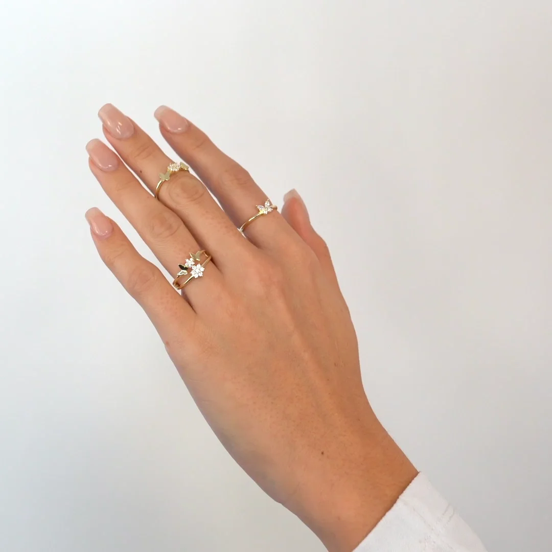 Gemnel Fancy Sterling Silver 14k Gold Small Round Diamond Sparkly