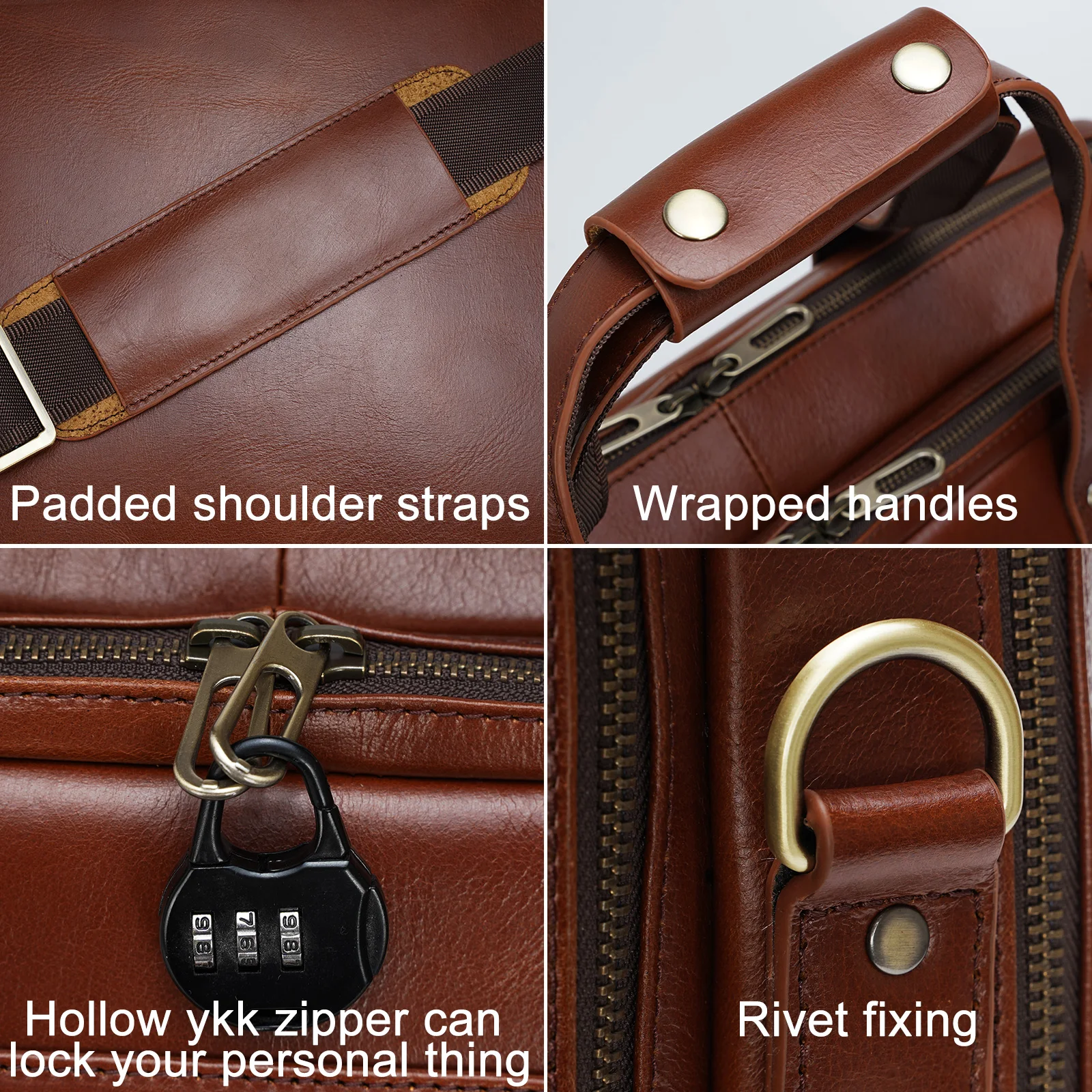 Hot Sell Handmade Custom Logo Real Leather 15.6 Inch Laptop Bag for Daily Work Full Grain Leather Waterproof Business Briefcase