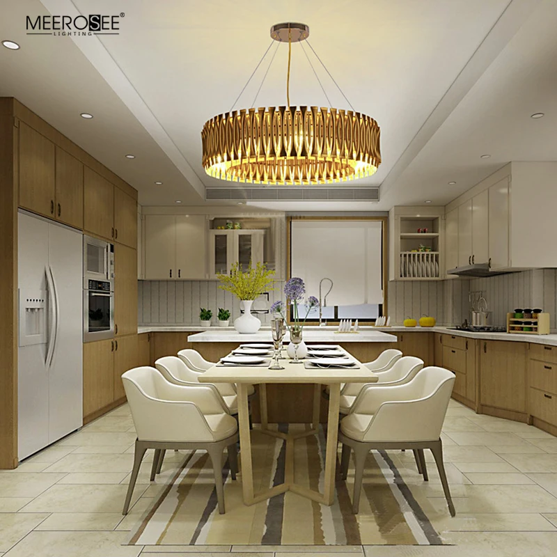 Meerosee chandelier modern Golden hanging lights lamp Aluminum fancy lights for home MD86764