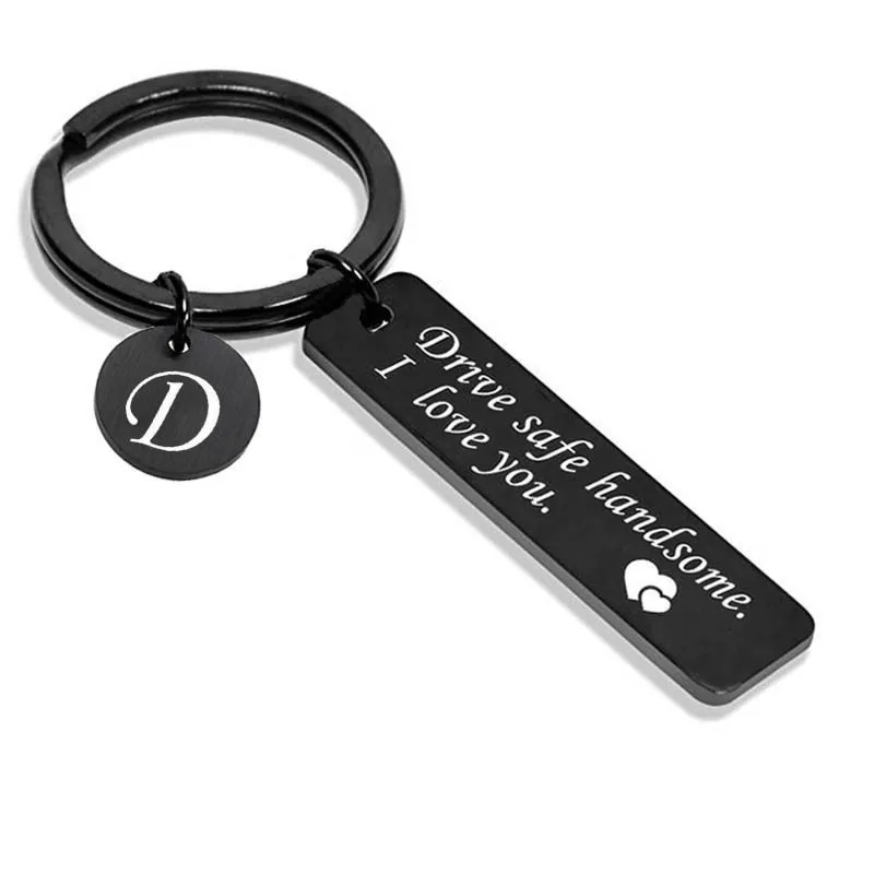 Drive Safe Keychain A-Z 26 Initials Lettering Key Chain Birthday Christmas Father's Day Gifts for  Men Women Husband Boyfriend