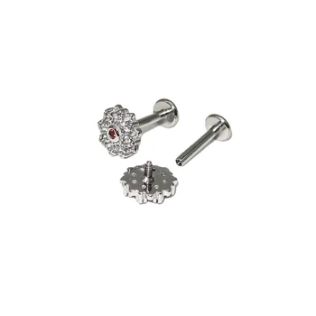 Marquise CZ Flower Top on Internally Threaded 316L Surgical Steel Flat Back Studs for Labret, Monroe, Cartilage, and More
