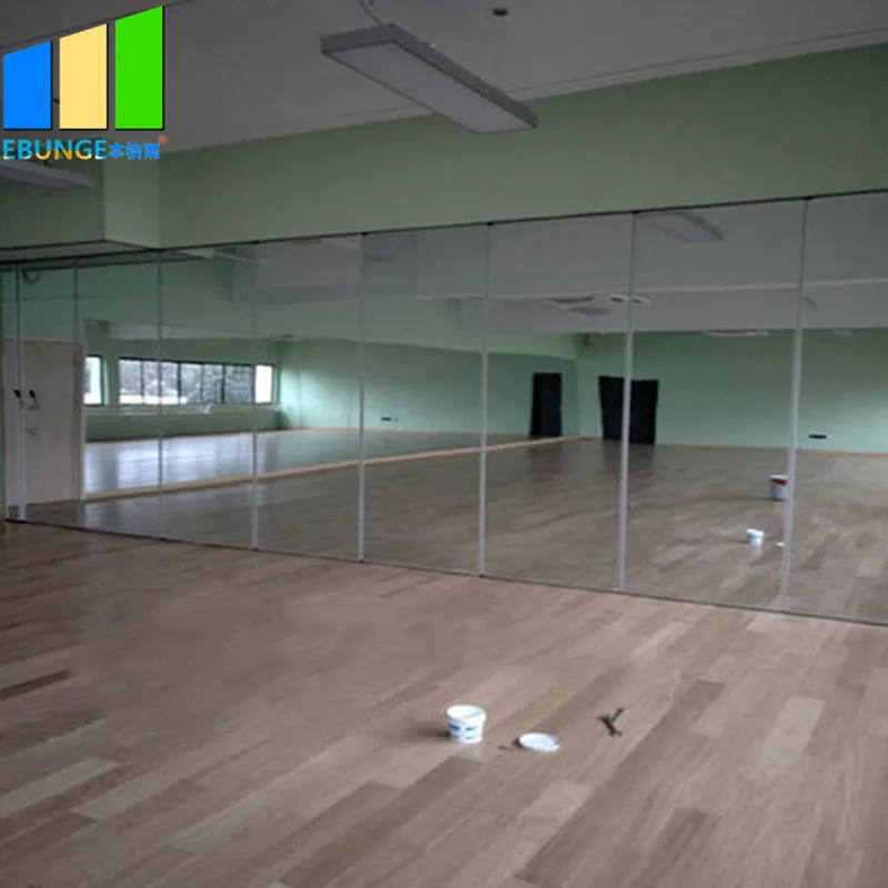 Art Gallery Office Application Flexible MDF Mirror Movable Partition Walls Sliding Folding Wall Partitions