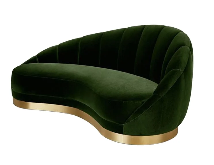 Nordic Style Designer Velvet Couch Shell Shape Upholstery Arc-shaped Sofa Set