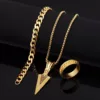 1-Golden arrow necklace+bracelet+ring