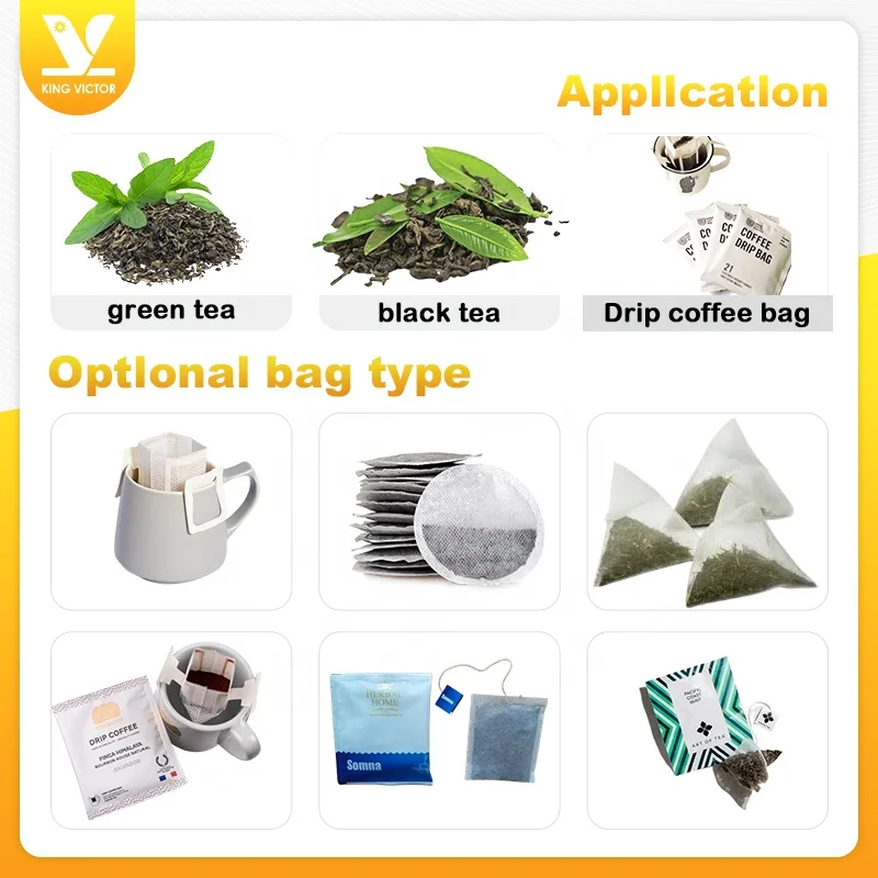 KV Fully Automatic Nylon PLA Triangle Pyramid Tea Bag Packing Machine With One Button to Switch Three Bag Shapes