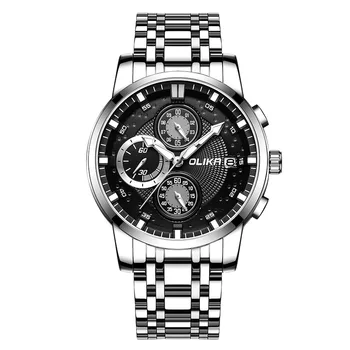 Men's 3ATM Waterproof Multifunctional Quartz Watch Stainless Steel Super Luminous Chronograph Business Style 20mm Alloy Band