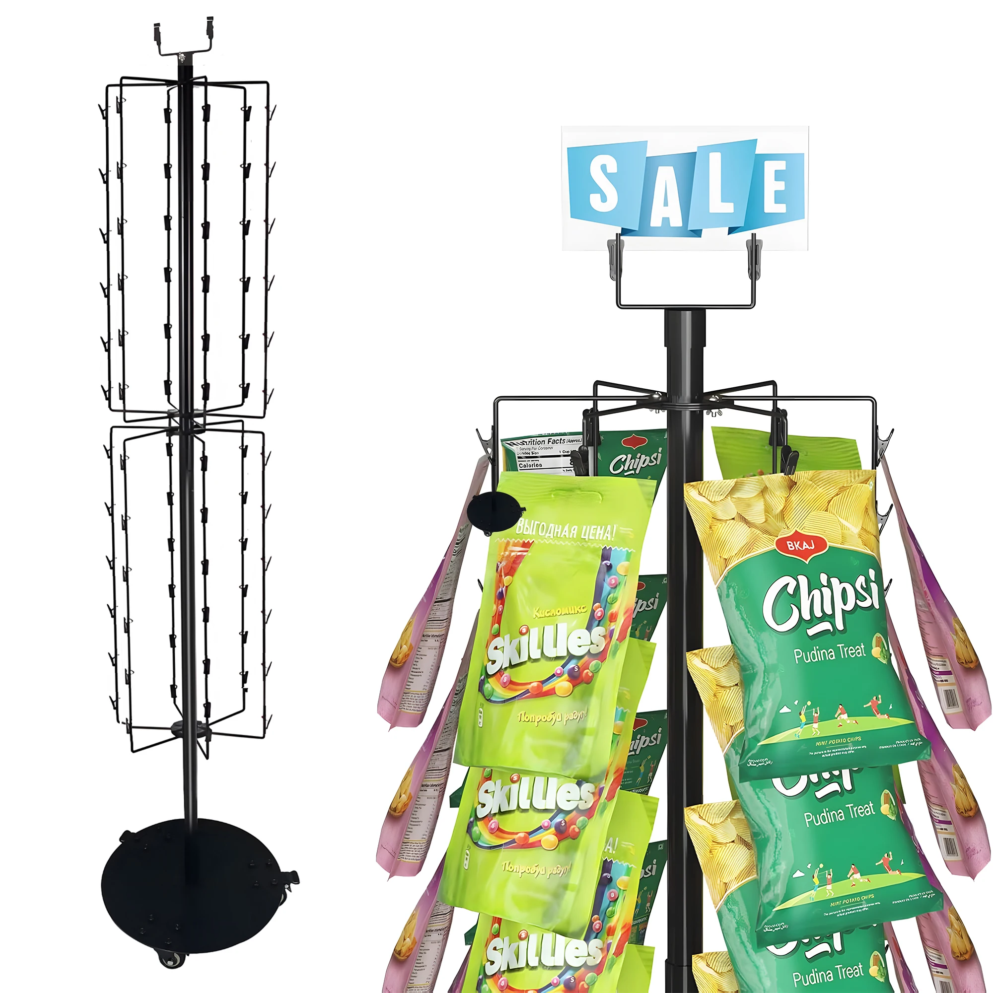 Chip Stand Snack Retail Display Rack With 72 Clips| Alibaba.com