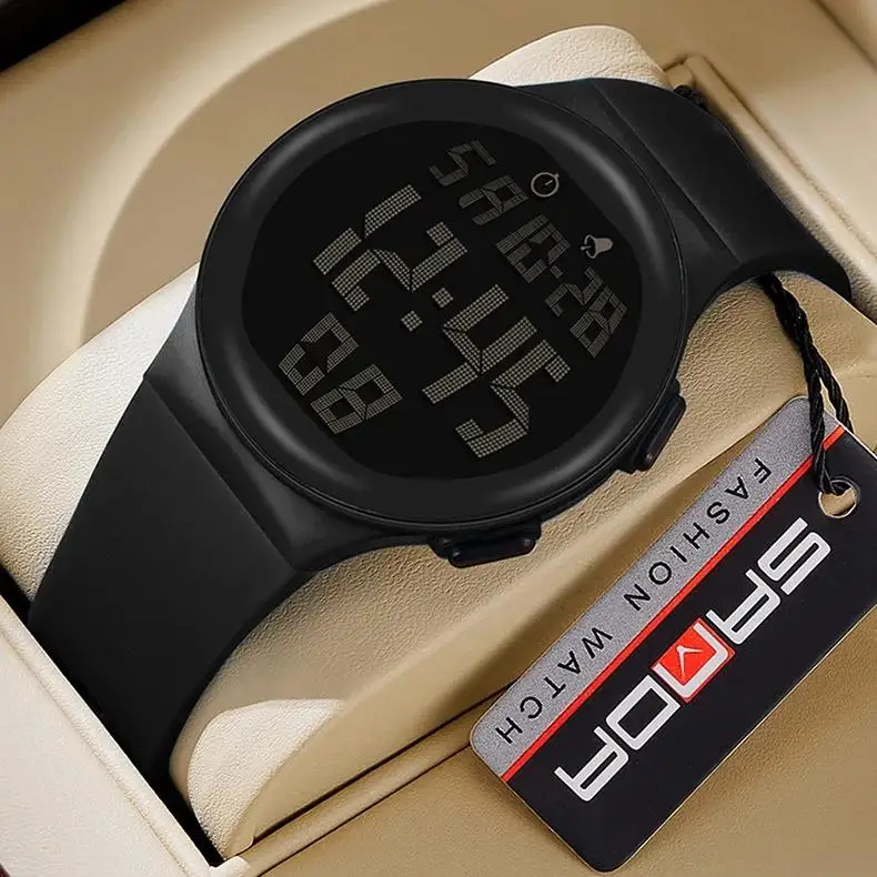 Digital Men's Sport Watch With Led Display Silicone Bracelet, Odm