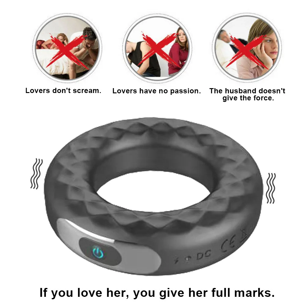 Anneau de précision de verrouillage de vibration Rechargeable d'éjaculation retardée masculine à 10 vitesses