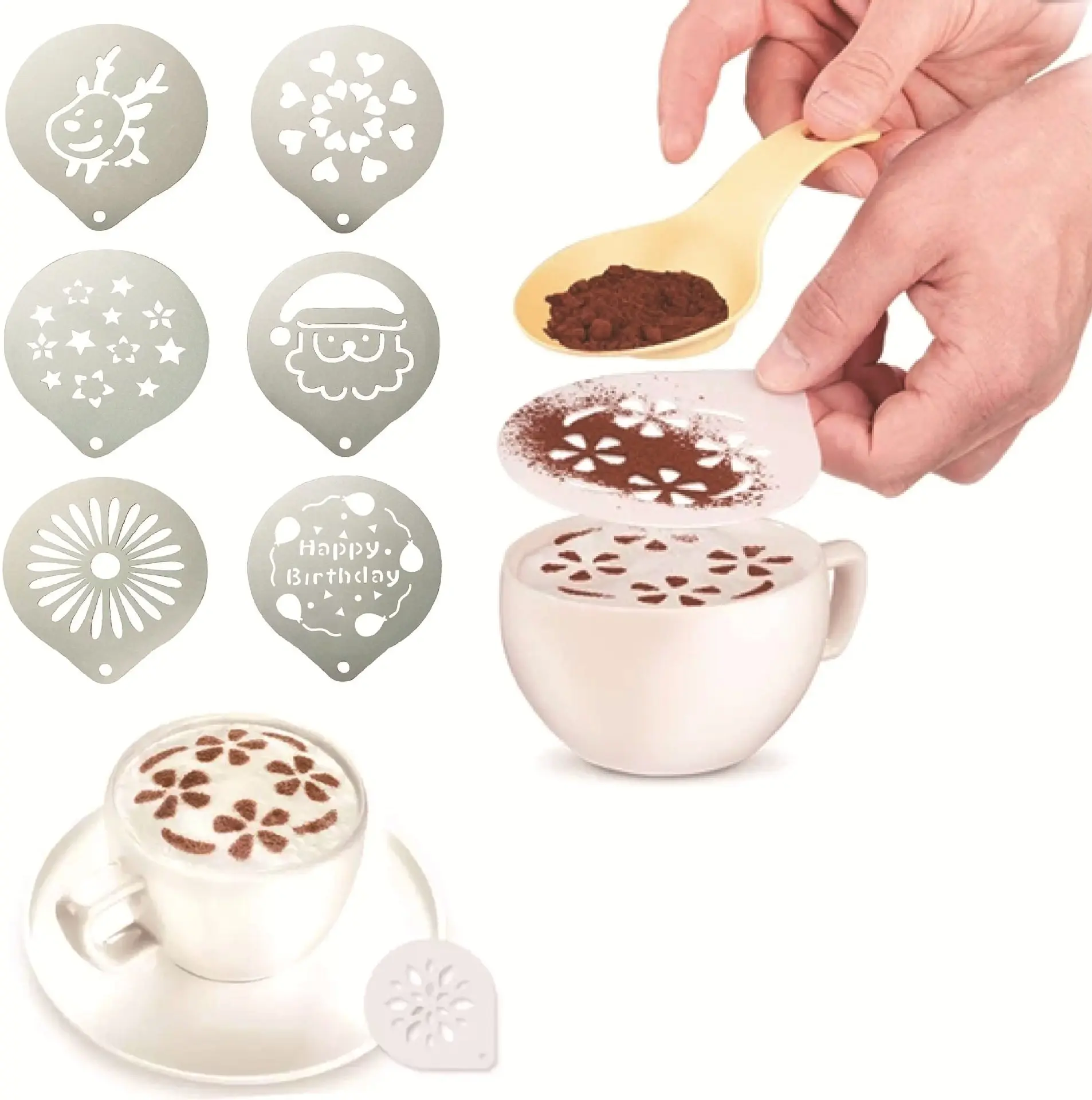 Cappuccino Mold Fancy Coffee Printing Model Foam Spray Cake